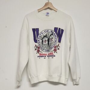 Vintage UOW  Unisex White purple Crewneck  Rose Bowl Purple Thunder